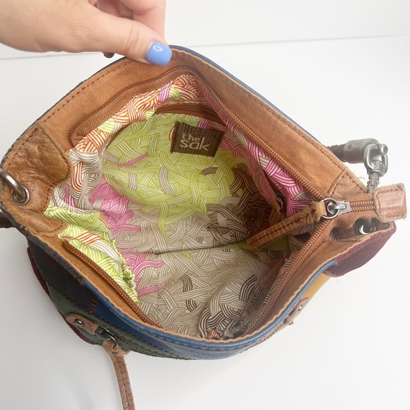 THE SAK Patchwork Multicolor Leather/Suede Hobo Shoulder Bag With Braided Strap - Picture 11 of 14